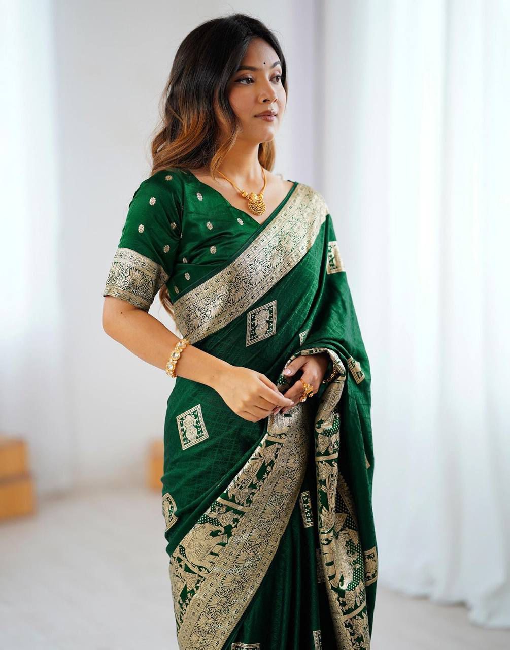 Aab Makhmal Soft Silk Jacquard Border Festival Saree