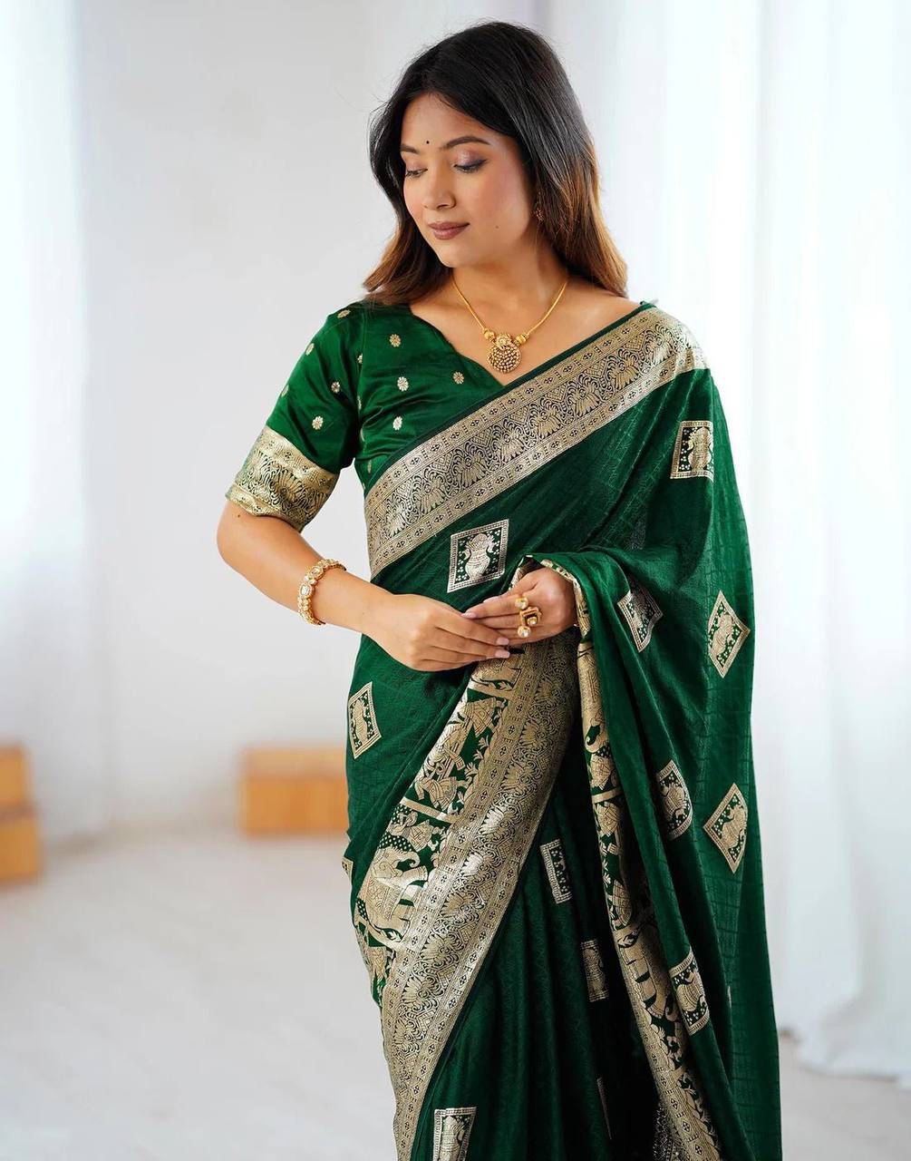 Aab Makhmal Soft Silk Jacquard Border Festival Saree