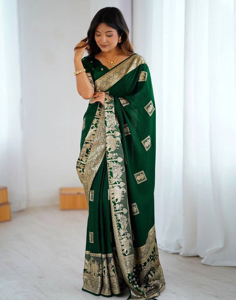 Aab Makhmal Soft Silk Jacquard Border Festival Saree